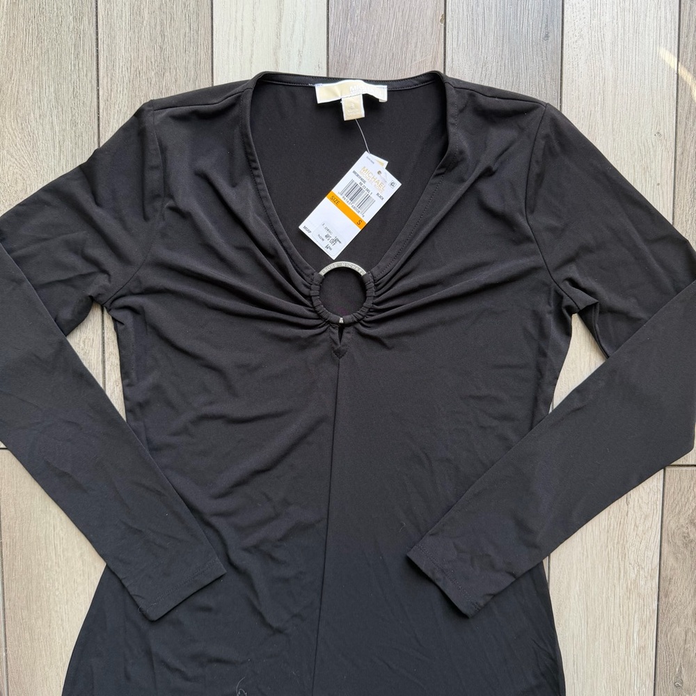 Michael Kors Black Long Sleeve Dress with Ring Detail - Picture 2 of 4